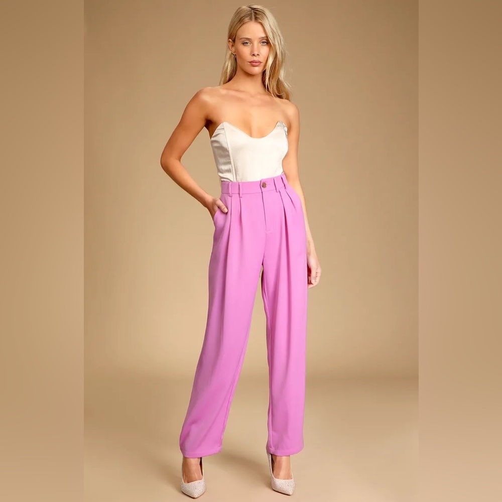 Sophisticated take light purple high-waisted trouser pants